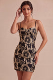 Vestido Mini Jacquard Floral Bodycon Bodycon