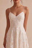 Vestido Mini Floral de Tiras Finas Marfim Linha A