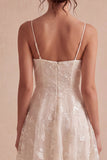 Vestido Mini Floral de Tiras Finas Marfim Linha A