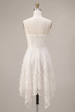 Vestido Mini Floral de Tiras Finas Marfim Linha A