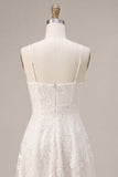 Vestido Mini Floral de Tiras Finas Marfim Linha A
