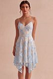 Vestido Mini Floral de Tiras Finas Marfim Linha A