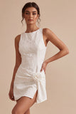 Vestido Branco Pequeno Bodycon Bodycon Bodycon Floral com Fenda