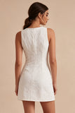 Vestido Branco Pequeno Bodycon Bodycon Bodycon Floral com Fenda
