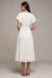 Vestido Branco Pequeno Branco de Chiffon em A-Line
