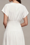 Vestido Branco Pequeno Branco de Chiffon em A-Line