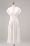 Vestido Branco Pequeno Branco de Chiffon em A-Line