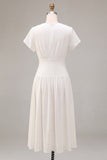Vestido Branco Pequeno Branco de Chiffon em A-Line