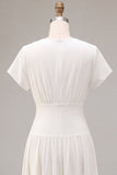 Vestido Branco Pequeno Branco de Chiffon em A-Line