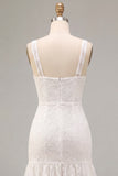 Vestido Branco Pequeno Floral de Alças Grossas em Linha A