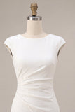 Vestido Branco Pequeno Bodycon Bodycon de Gola Redonda com Mangas Altas