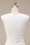 Vestido Branco Pequeno Bodycon Bodycon de Gola Redonda com Mangas Altas