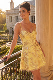 Vestido de regresso a casa com alças finas amarelo com alças finas