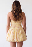 Vestido de Finalistas Amarelo, Amarelo Topo Amarelo, Bordado Floral, Vestido de Regresso a Casa