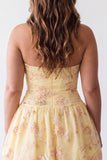 Vestido de Finalistas Amarelo, Amarelo Topo Amarelo, Bordado Floral, Vestido de Regresso a Casa