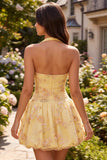Vestido de Finalistas Amarelo, Amarelo Topo Amarelo, Bordado Floral, Vestido de Regresso a Casa