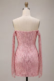 Vestido de Homecoming com Lantejoulas Bodycon Champanhe Brilhante