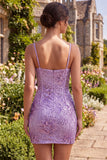 Vestido de regresso a casa Plum Bodycon Bodycon com alças finas, lantejoulas,