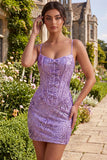 Vestido de regresso a casa Plum Bodycon Bodycon com alças finas, lantejoulas,