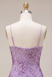 Vestido de regresso a casa Plum Bodycon Bodycon com alças finas, lantejoulas,