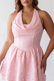 Vestido de regresso a casa em camadas com espartilho cor-decote em A-Line cor-decote cor-de-rosa