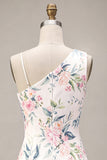 Vestido de Homecoming com Lantejoulas Bodycon Flor Rosa Branco Rosa Brilhante