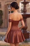 Vestido de finalistas de finalistas Desert Rose Linha A de Cetim Ombro Fora do Ombro com Laço