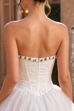 Espartilho branco A-Line Shortheart de renda, vestido curto de regresso a casa com folhos