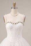 Espartilho branco A-Line Shortheart de renda, vestido curto de regresso a casa com folhos