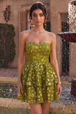 Vestido Curto de Regresso a Casa Vestido Curto de Lantejoulas em Linha A A-Line
