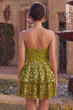 Vestido Curto de Regresso a Casa Vestido Curto de Lantejoulas em Linha A A-Line