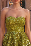Vestido Curto de Regresso a Casa Vestido Curto de Lantejoulas em Linha A A-Line