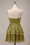 Vestido Curto de Regresso a Casa Vestido Curto de Lantejoulas em Linha A A-Line