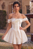 Vestido de regresso ao lar em cetim de cetim em marfim com folhos