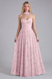 Vestido de Dama de Honor Espartilho A-Line em Chiffon Sálvia com Estampado Floral com Cachecol de Gola Comprida