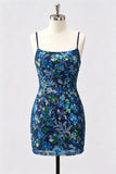 Vestido Curto de Finalistas Bodycon Bordado Floral Lilas, Vestido Curto de Regresso a Casa com Renda nas Costas