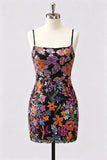 Vestido Curto de Finalistas Bodycon Bordado Floral Lilas, Vestido Curto de Regresso a Casa com Renda nas Costas