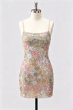 Vestido Curto de Finalistas Bodycon Bordado Floral Lilas, Vestido Curto de Regresso a Casa com Renda nas Costas