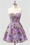 Vestido de Finalistas Florais Lilas, Lantejoulas, com renda nas costas