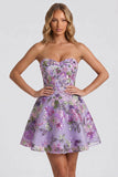 Vestido de Finalistas Florais Lilas, Lantejoulas, com renda nas costas