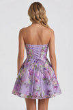 Vestido de Finalistas Florais Lilas, Lantejoulas, com renda nas costas