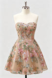 Vestido de Finalistas Florais Lilas, Lantejoulas, com renda nas costas