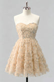 Vestido de Finalistas Florais com Missangas A-Line Dusty Rose Sweetheart e renda nas costas
