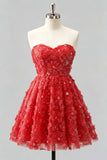 Vestido de Finalistas Florais com Missangas A-Line Dusty Rose Sweetheart e renda nas costas