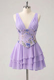 Vestido de Finalistas Rosa, Floral Rosa em V, com Lantejoulas em Estafetas, Linha A com Renda nas Costas