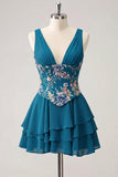Vestido de Finalistas Rosa, Floral Rosa em V, com Lantejoulas em Estafetas, Linha A com Renda nas Costas