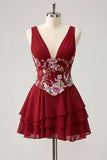 Vestido de Finalistas Rosa, Floral Rosa em V, com Lantejoulas em Estafetas, Linha A com Renda nas Costas