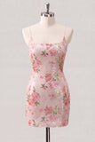 Bodycon branco brilhante com alças finas, lantejoulas florais, vestido de regresso a casa com renda nas costas