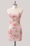 Vestido de Homecoming com Lantejoulas Florais Bodycon Coração Brilhante Com Renda nas Costas