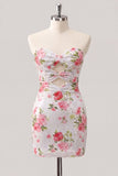 Vestido de Homecoming com Lantejoulas Florais Bodycon Coração Brilhante Com Renda nas Costas